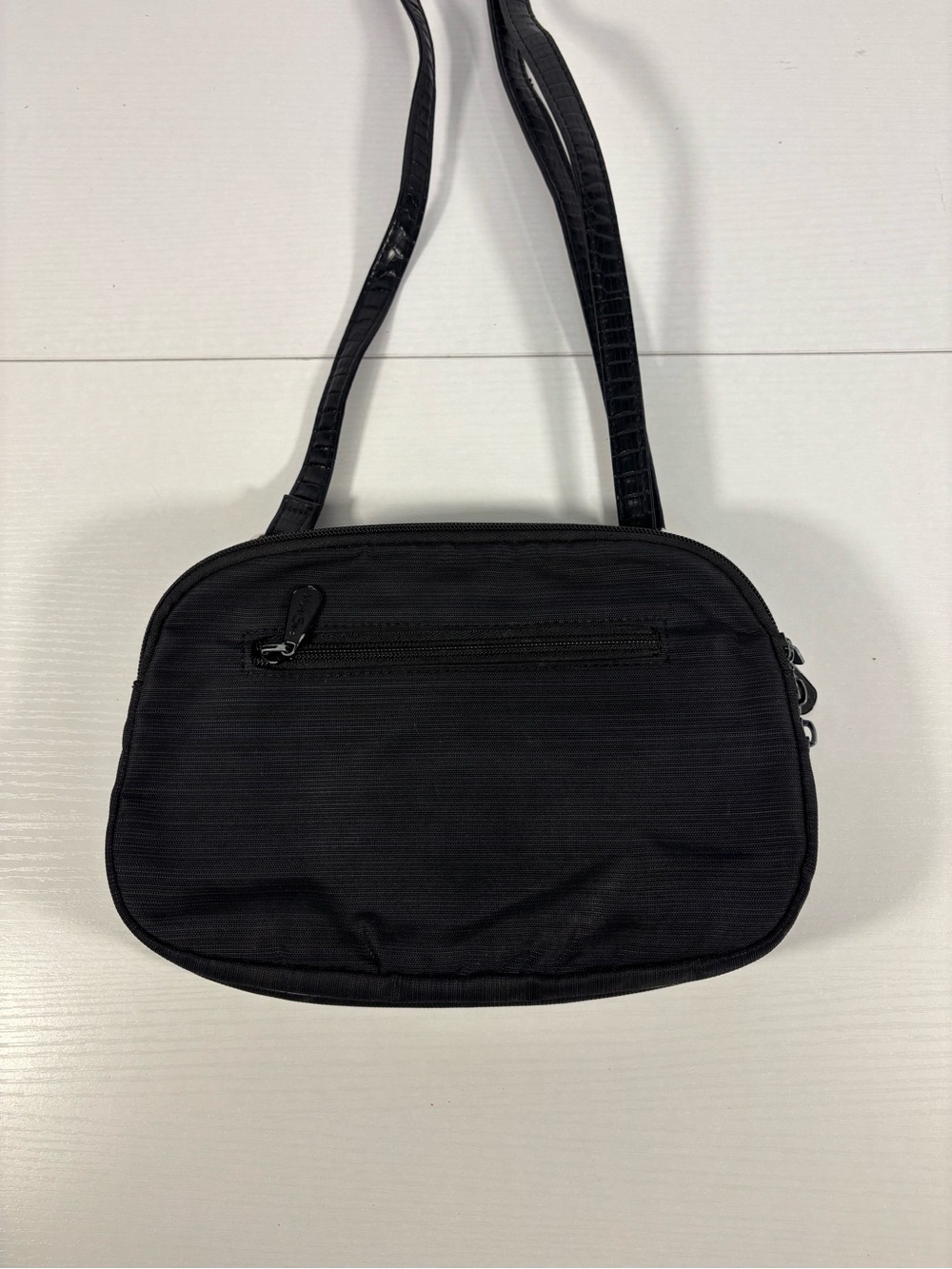 MultiSac Black Nylon Crossbody Bag Organizer Travel Purse Multi Pocket